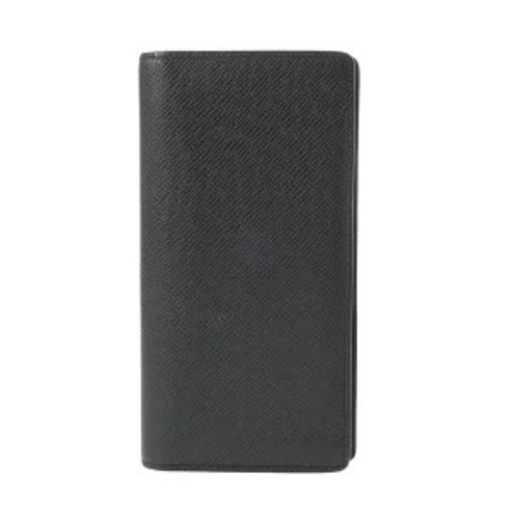 Louis Vuitton Taiga Portefeuille Brazza Noir Black Leather Long Wallet
